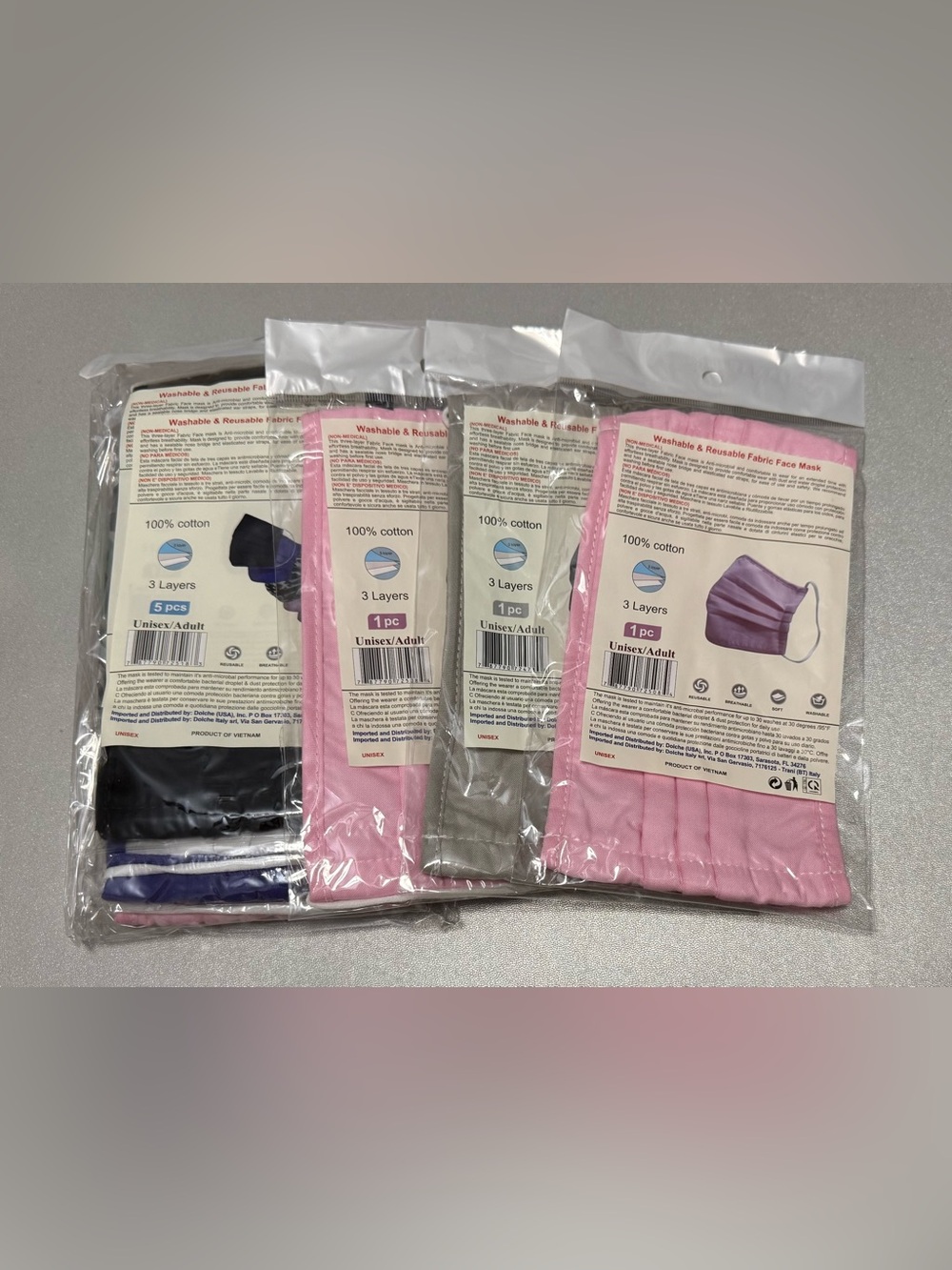 5 reusable Cotton Face Mask assorted color